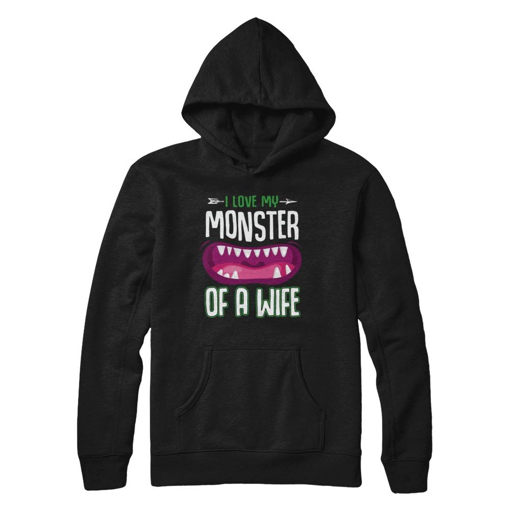 Monster Of A Wife Funny Couples Halloween-T-Shirt & Hoodie-Pullover Hoodie-Black