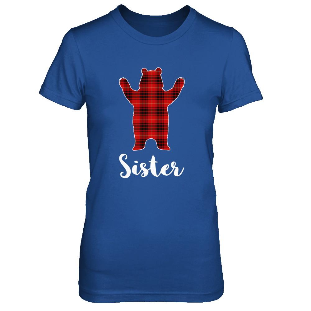 Red Sister Bear Buffalo Plaid Family Christmas Pajamas-T-Shirt & Sweatshirt-Women's T-Shirt-Royal