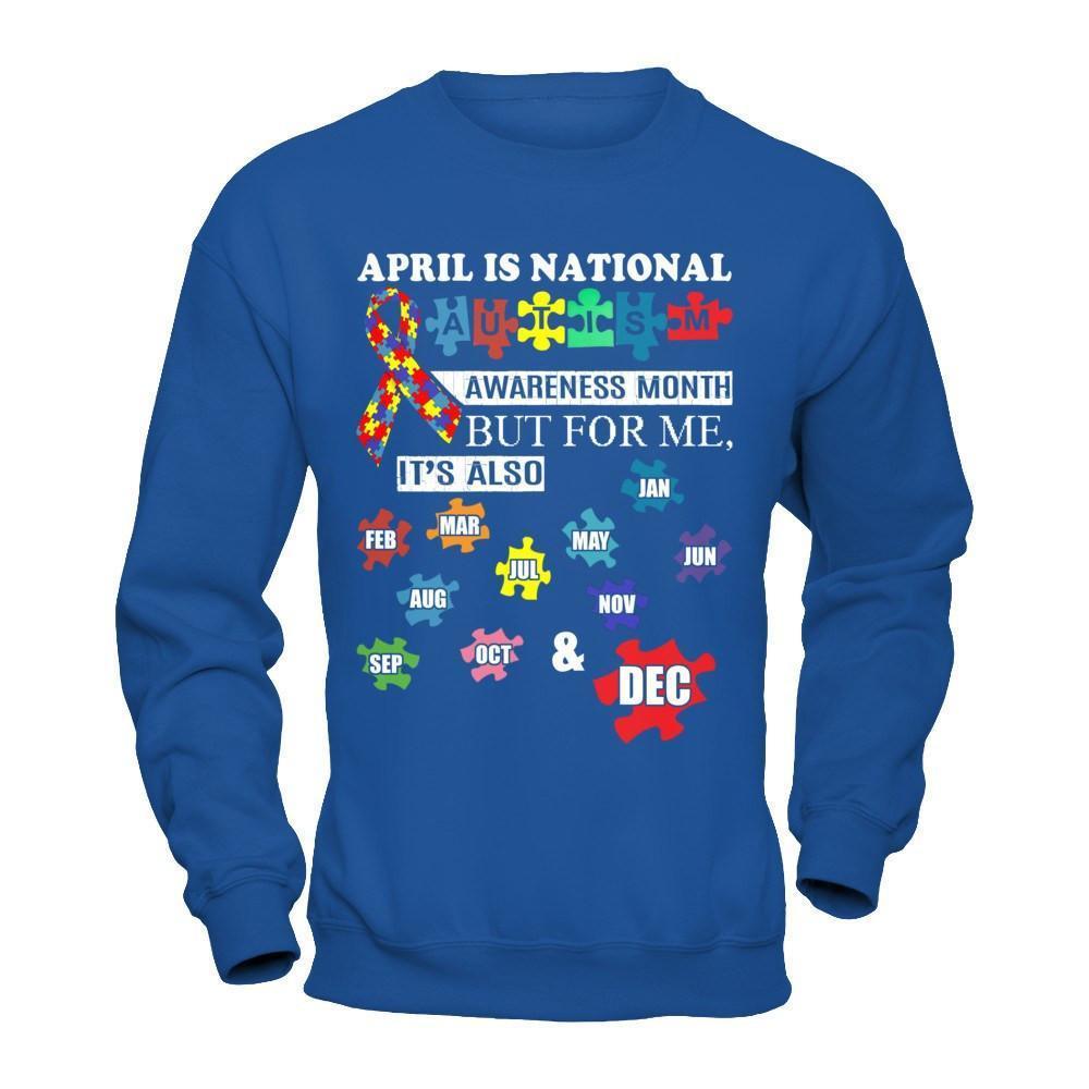 April Is National Autism Awareness Month-T-Shirt & Hoodie-Crewneck Sweatshirt-Royal