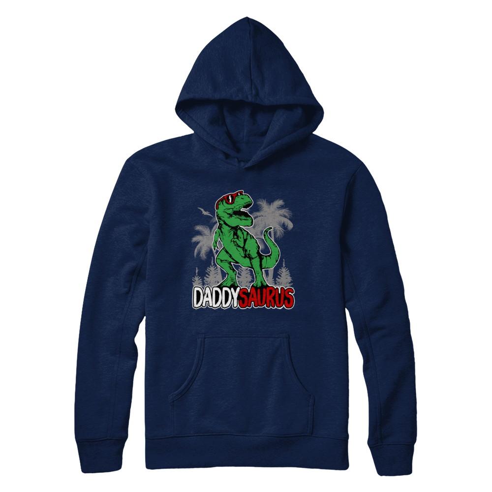Daddysaurus Fathers Day Dinosaur T Rex Daddy Saurus-T-Shirt & Hoodie-Pullover Hoodie-Navy