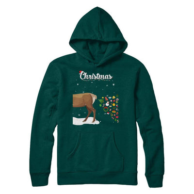 Couples Sick Reindeer Funny Ugly Christmas Sweater-T-Shirt & Sweatshirt-Pullover Hoodie-Deep Forest