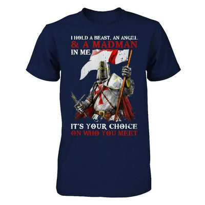 Knight Templar I Hold A Beast An Angel And A Madman In Me-T-Shirt & Hoodie-Classic T-Shirt-Navy