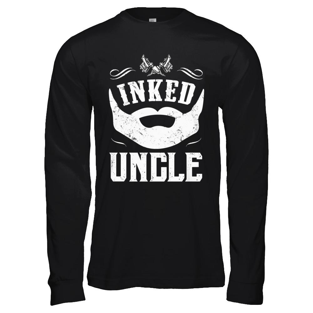 Inked Uncle Bearded Man Tattooed Tattoos-T-Shirt & Hoodie-Long Sleeve T-Shirt-Black