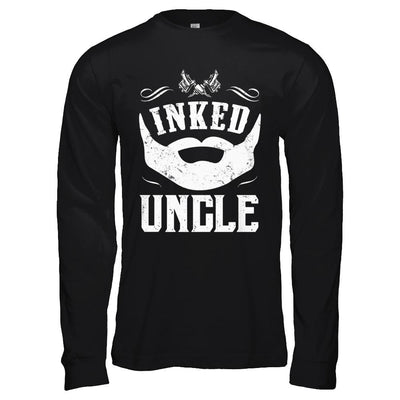Inked Uncle Bearded Man Tattooed Tattoos-T-Shirt & Hoodie-Long Sleeve T-Shirt-Black
