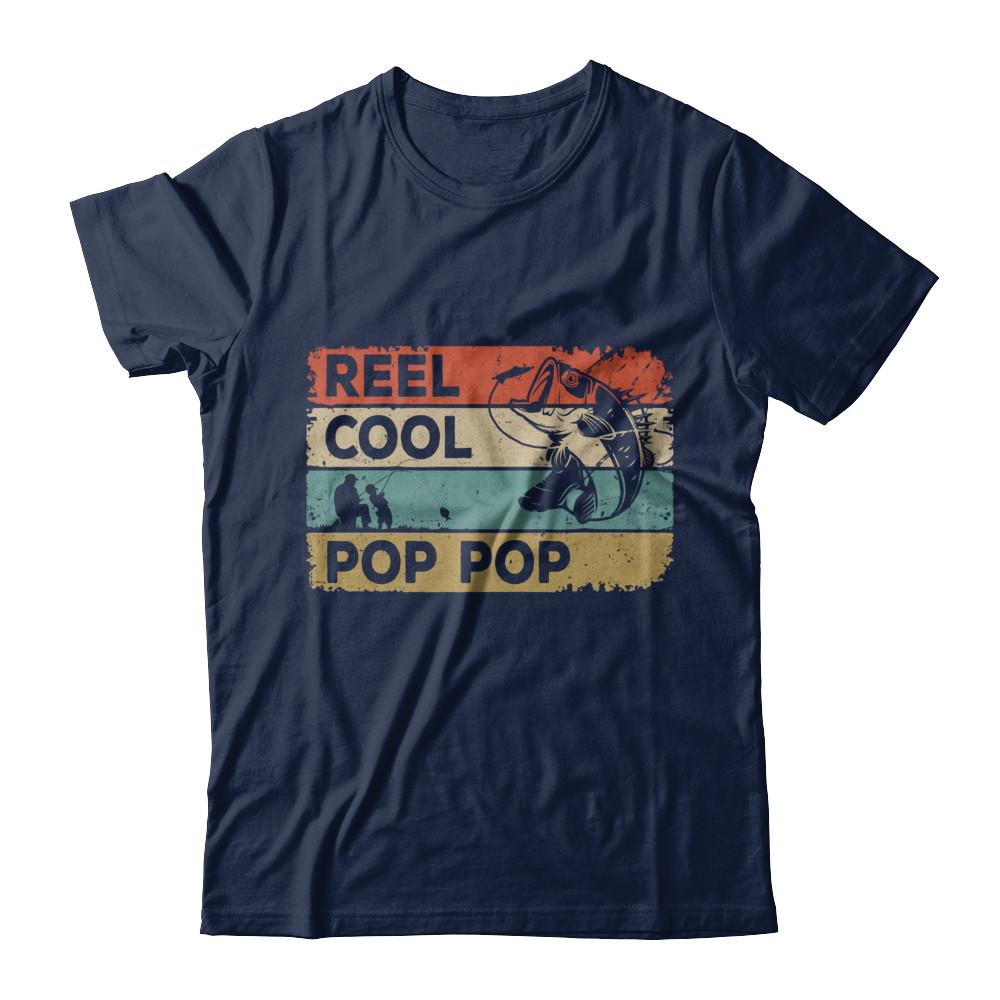 Vintage Reel Cool Pop Pop Fish Fishing Fathers Day-T-Shirt & Hoodie-Classic T-Shirt-Navy
