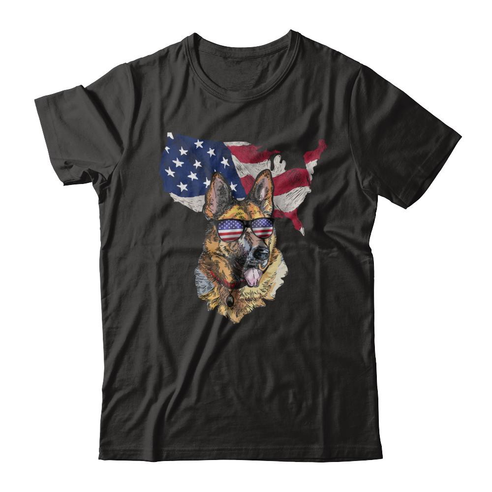 Funny Patriot German Shepherd Dog 4Th Of July American Flag-T-Shirt & Hoodie-Classic T-Shirt-Black