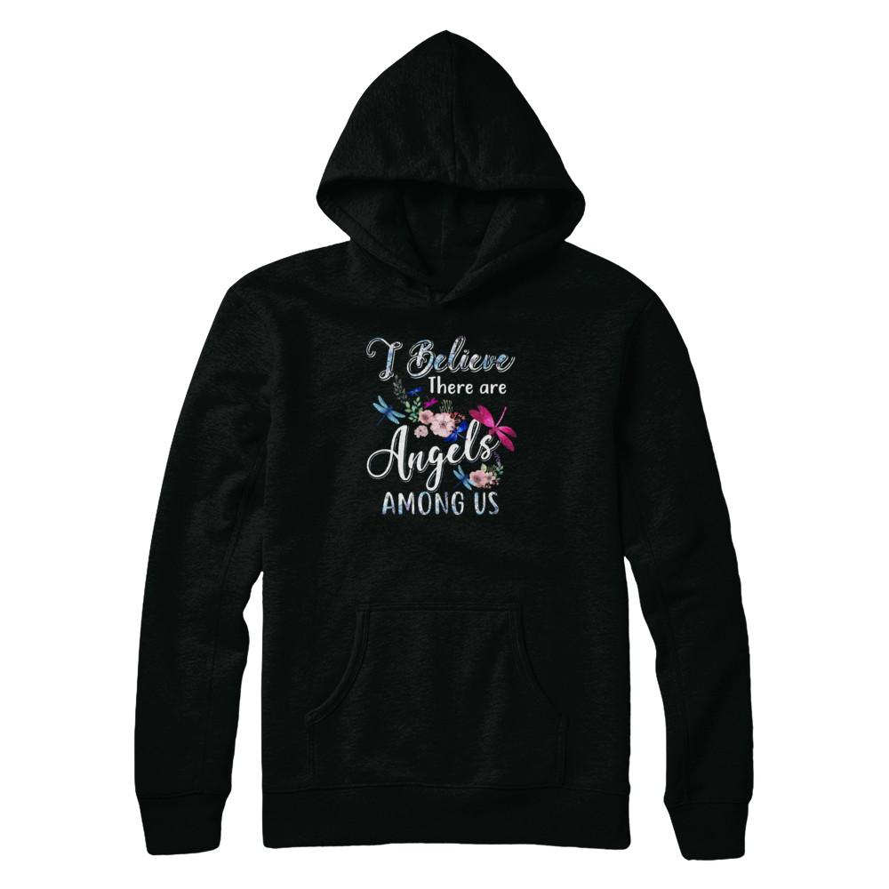 I Believe There Are Angels Among Us Dragonfly-T-Shirt & Tank Top-Pullover Hoodie-Black