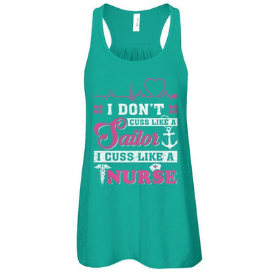 I Don't Cuss Like A Sailor I Cuss Like A Nurse-T-Shirt & Tank Top-Women's Flowy Racerback Tank-Kelly