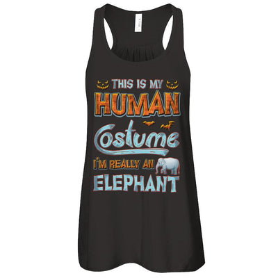 Elephant Halloween My Human Costume I'm Really An Elephant-T-Shirt & Tank Top-Women's Flowy Racerback Tank-Black