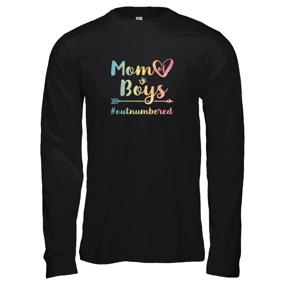 Mom Of Boys Outnumbered-T-Shirt & Tank Top-Long Sleeve T-Shirt-Black