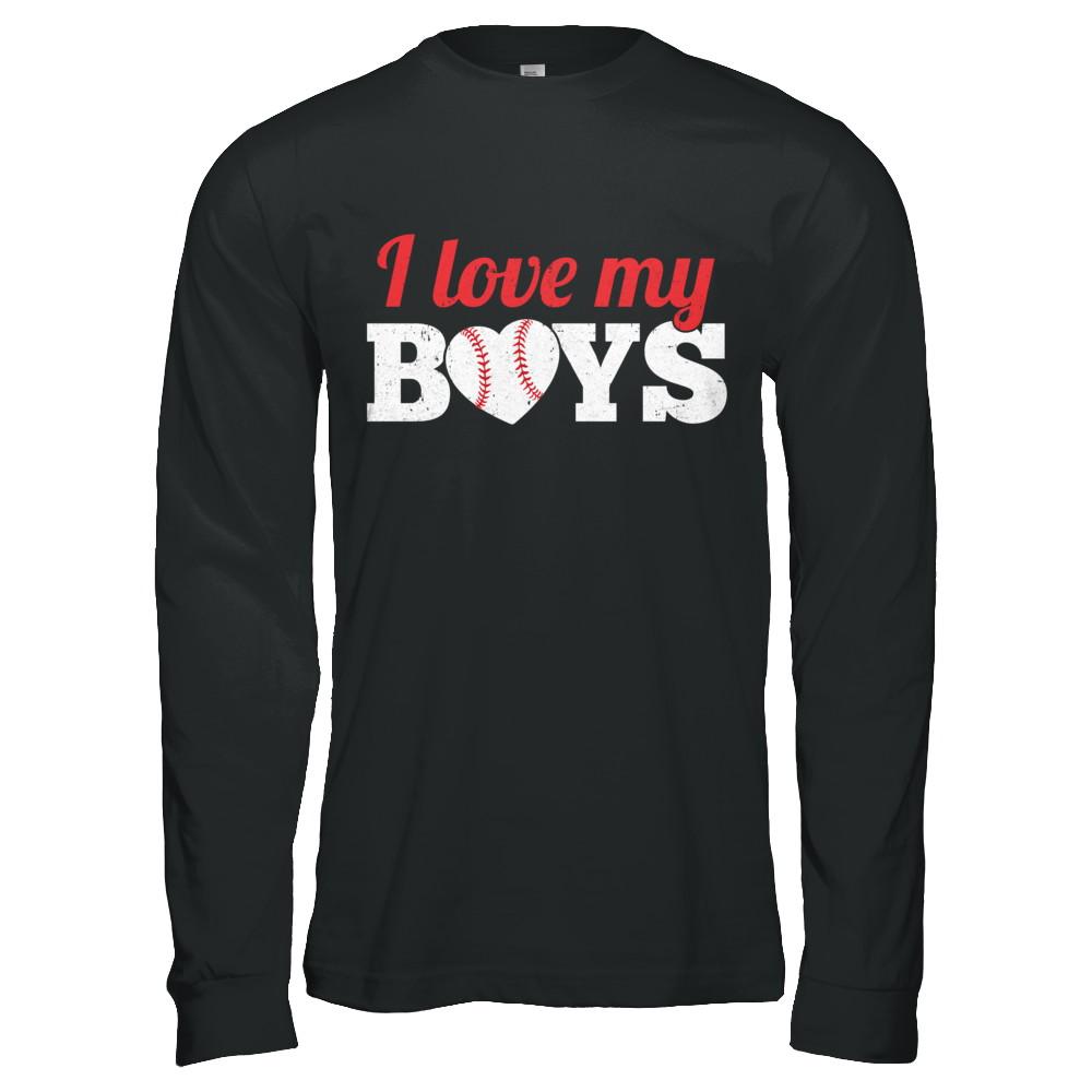 Love My Boys Mom And Dad Baseball-T-Shirt & Hoodie-Long Sleeve T-Shirt-Black