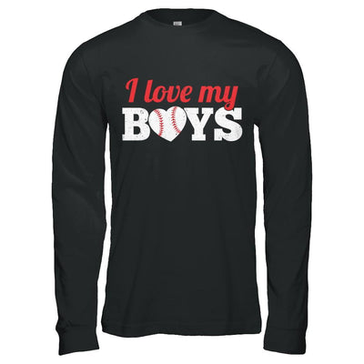 Love My Boys Mom And Dad Baseball-T-Shirt & Hoodie-Long Sleeve T-Shirt-Black