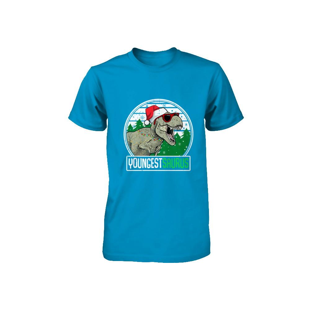 Youngestsaurus Youngest Dinosaur T-Rex Family Christmas Youth-Youth Shirt-
