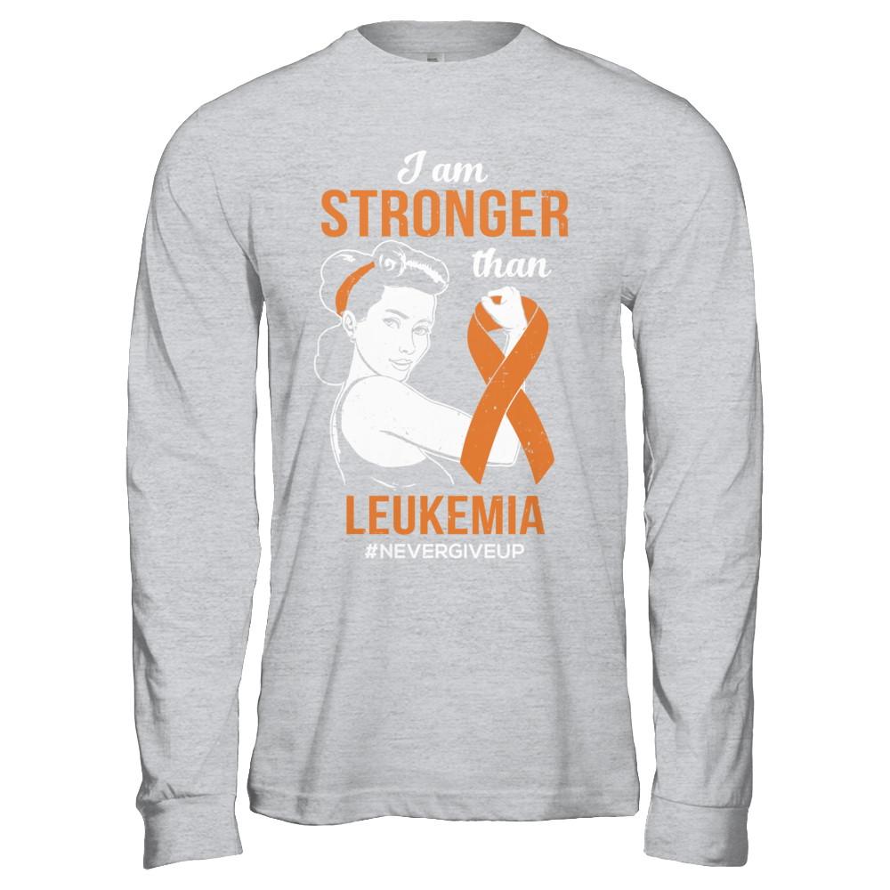 I Am Stronger Than Leukemia Awareness Support-T-Shirt & Hoodie-Long Sleeve T-Shirt-Sport Grey