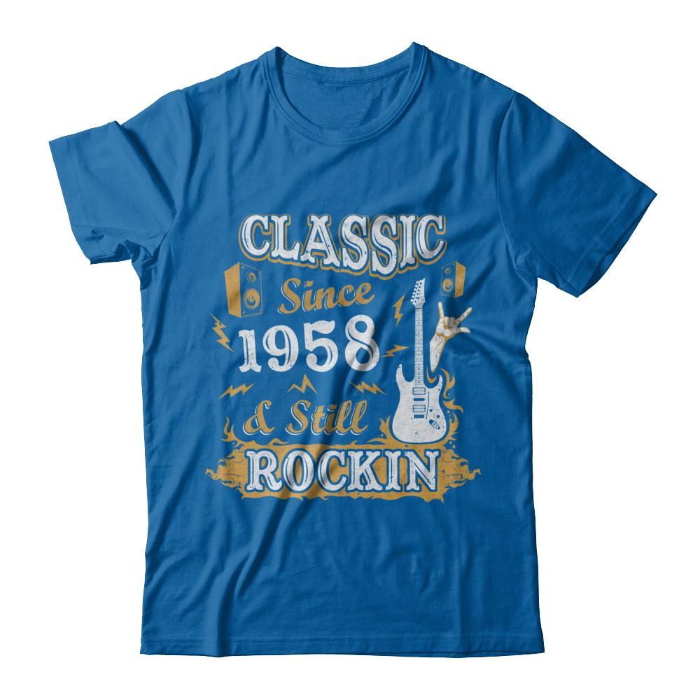 Vintage Classic Since 1958 With Rockin 63th Birthday-T-Shirt & Hoodie-Classic T-Shirt-Royal