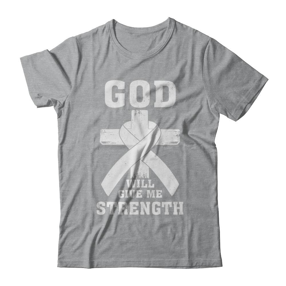 God Will Give Me Strength Clear Lung Cancer Gift-T-Shirt & Hoodie-Classic T-Shirt-Sport Grey