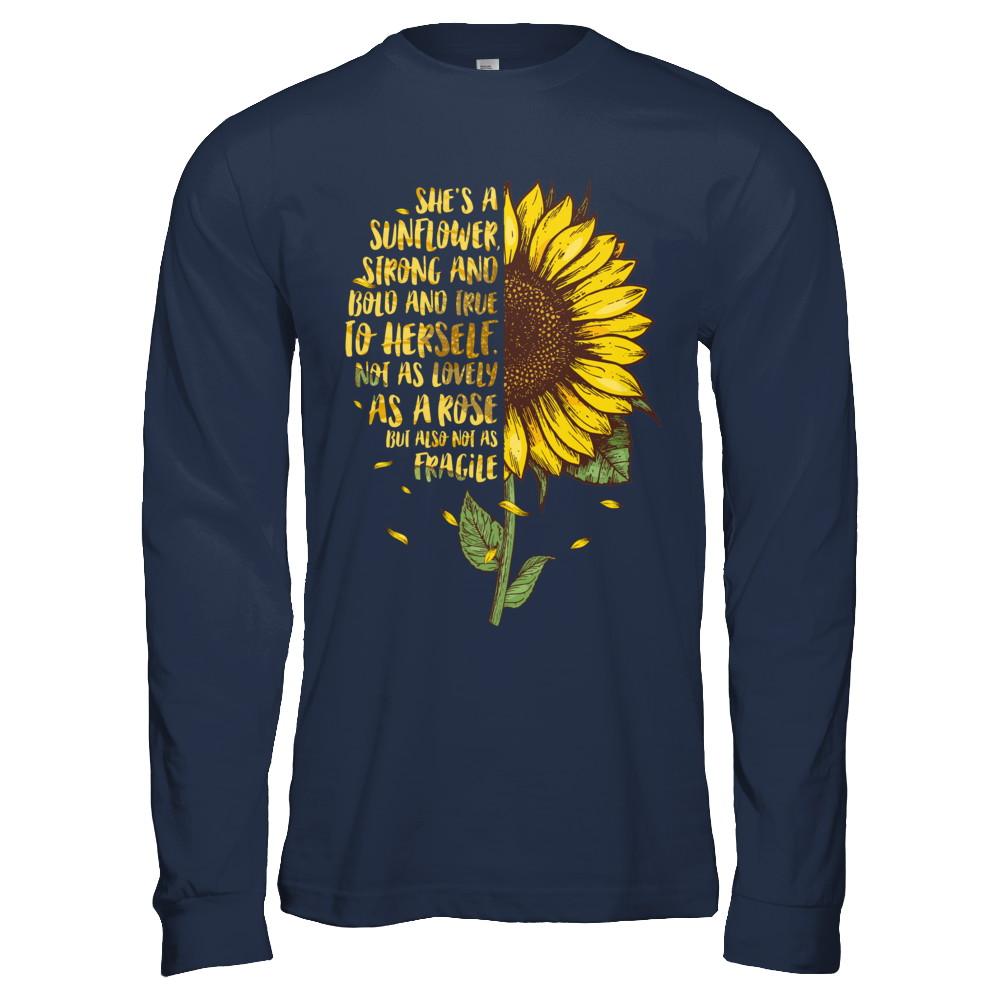She's A Sunflower Strong And Bold And True To Herself-T-Shirt & Hoodie-Long Sleeve T-Shirt-Navy