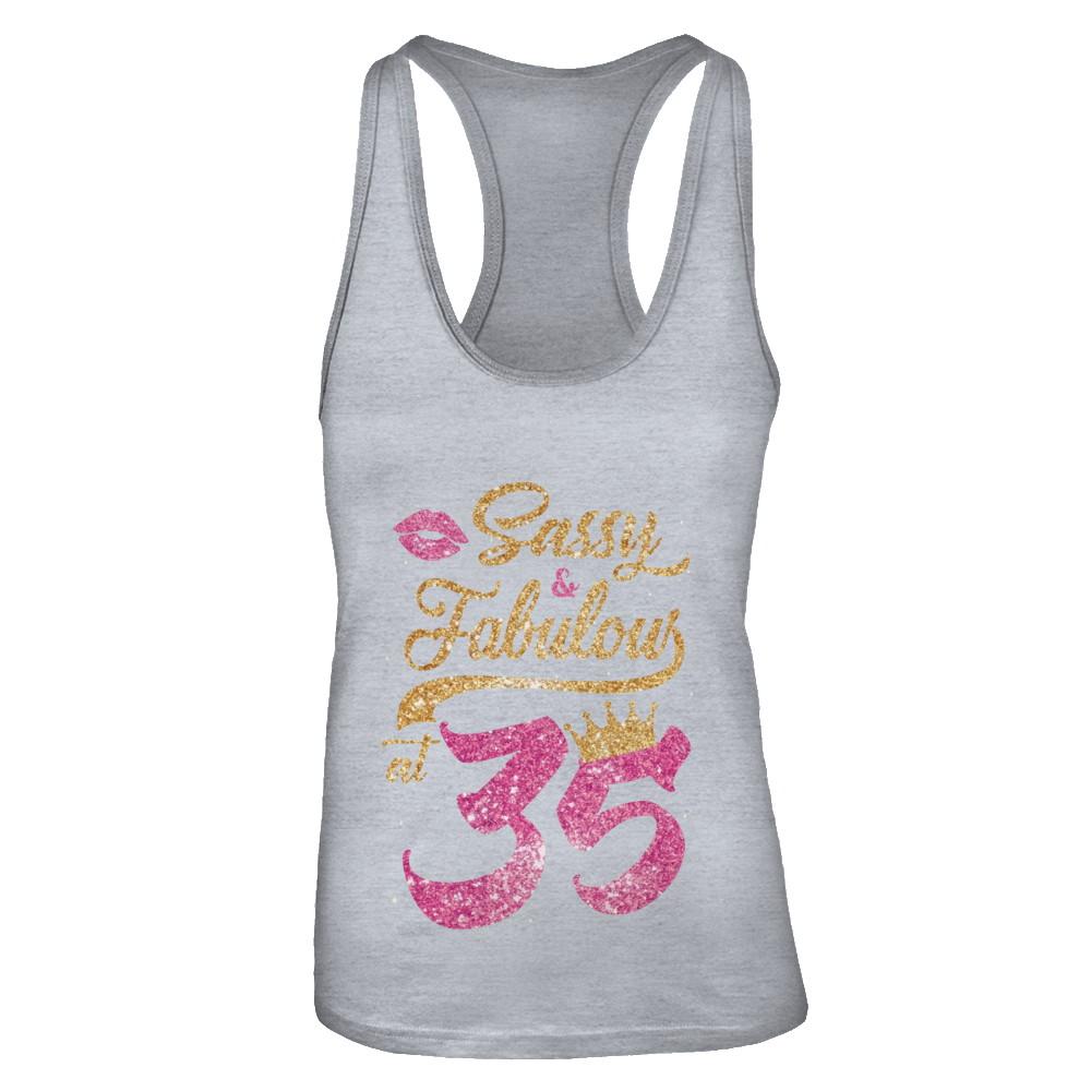 Sassy And Fabulous At 35th 1986 Birthday Gift-T-Shirt & Tank Top-Women's Ideal Racerback Tank-Heather Grey