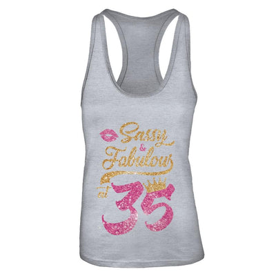 Sassy And Fabulous At 35th 1986 Birthday Gift-T-Shirt & Tank Top-Women's Ideal Racerback Tank-Heather Grey