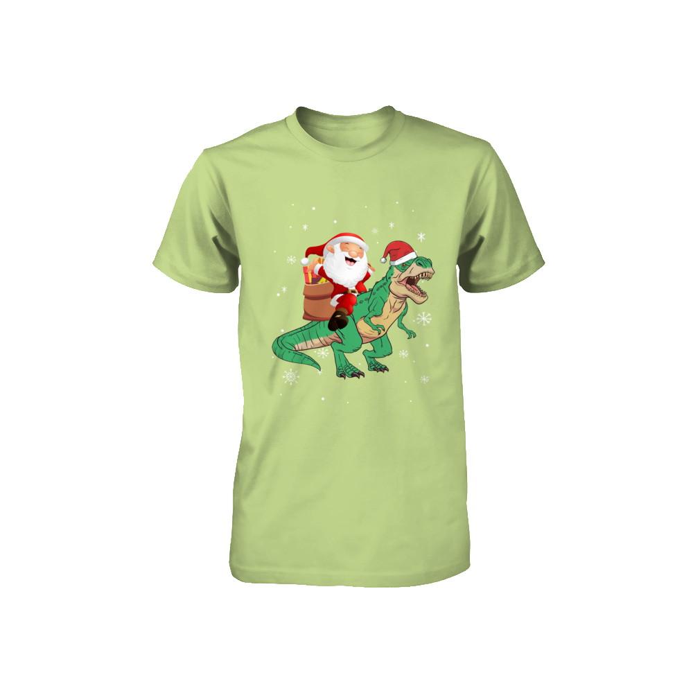 Christmas Santa Kids Dinosaur T-Rex For Boys Kids Youth-Youth Shirt-Toddler T-Shirt-Key Lime
