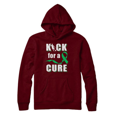 Kick For A Cure Soccer Green Liver Cancer Lymphoma Awareness-T-Shirt & Hoodie-Pullover Hoodie-Maroon