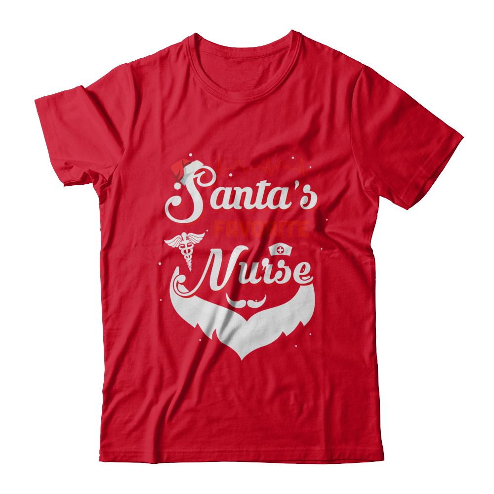 Nursing Santa's Favorite Nurse Christmas-T-Shirt & Hoodie-Premium T-Shirt-Red