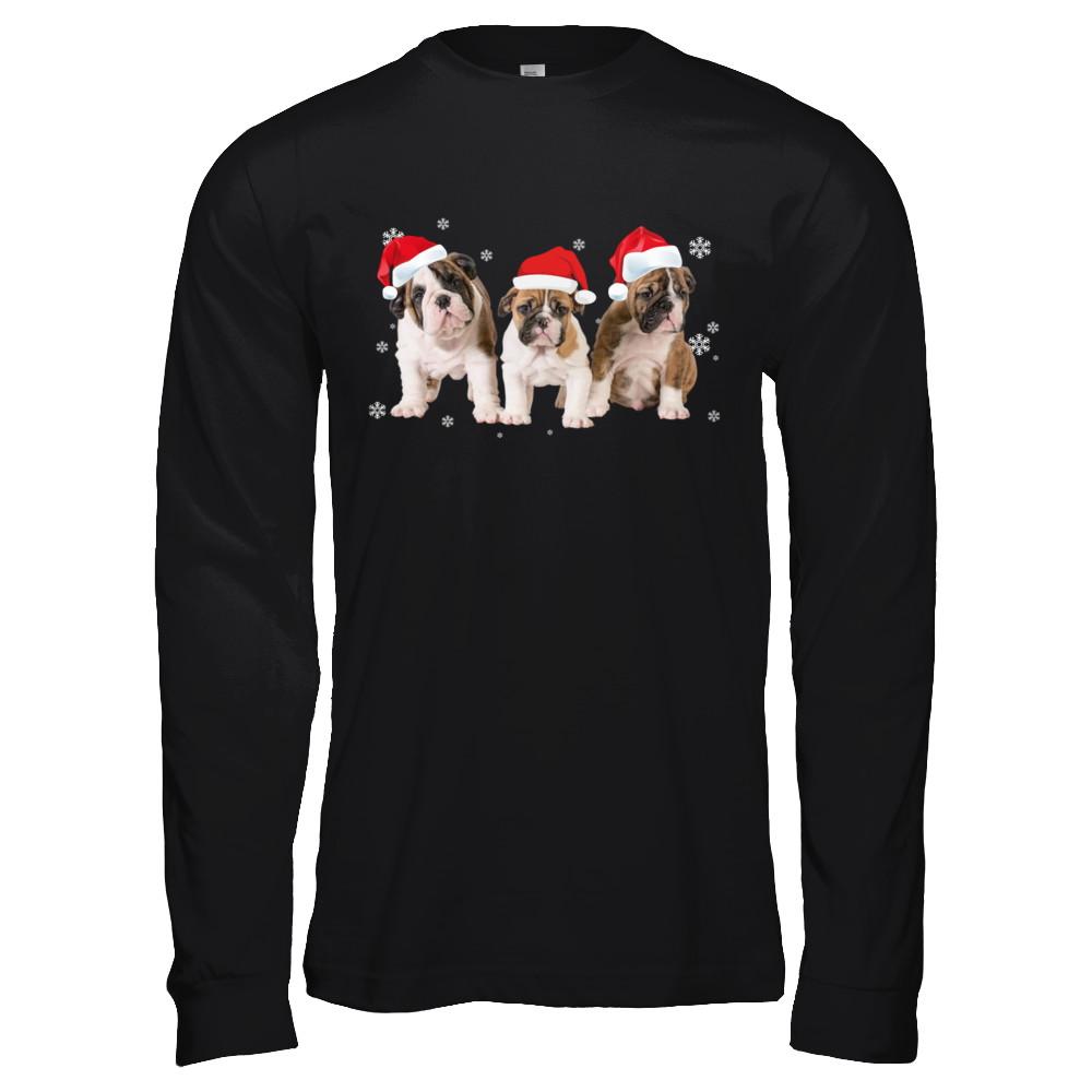 Funny Bulldogs Puppies Christmas Dog Gift-T-Shirt & Hoodie-Long Sleeve T-Shirt-Black
