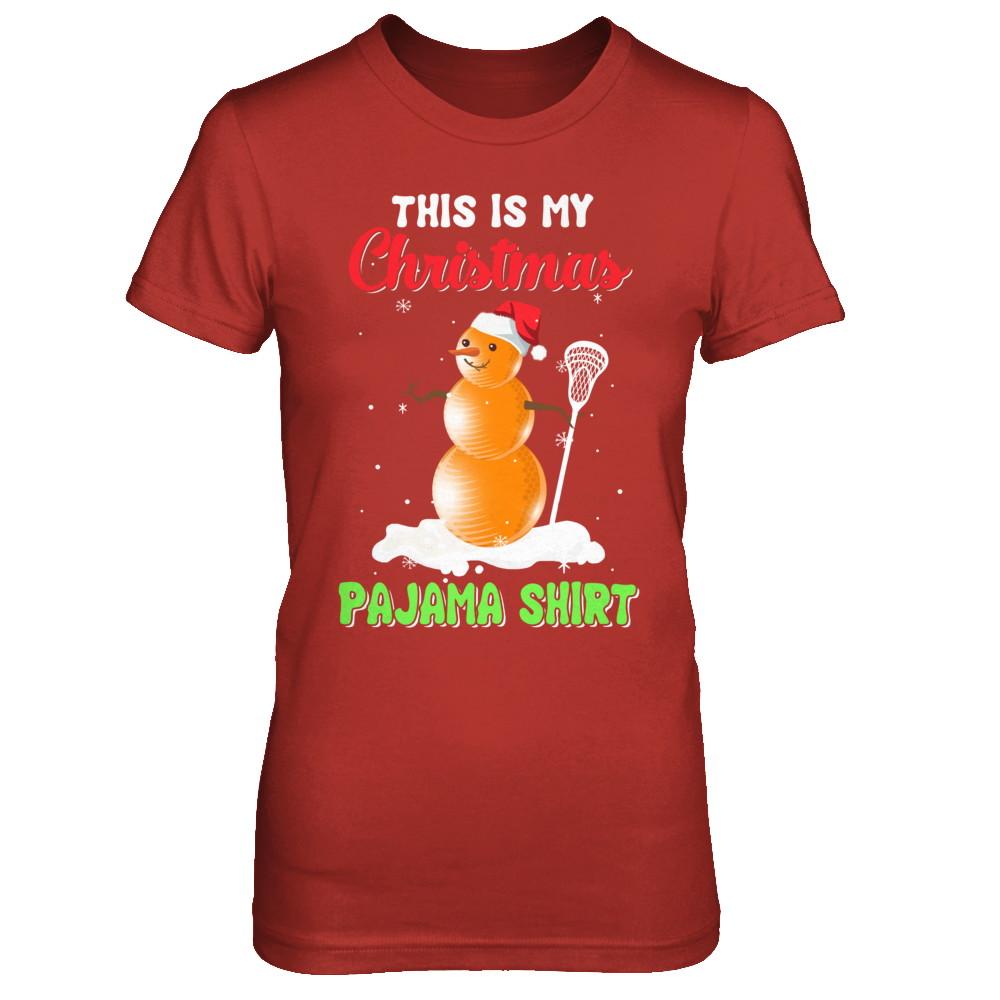 This Is My Christmas Pajama Xmas Snowman Lacrosse-T-Shirt & Sweatshirt-Women's T-Shirt-Red