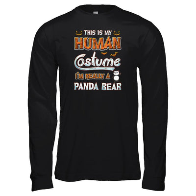 Panda Halloween My Human Costume I'm Really A Panda-T-Shirt & Tank Top-Long Sleeve T-Shirt-Black
