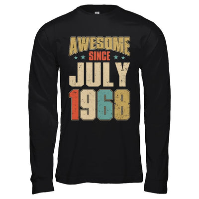 Vintage Retro Awesome Since July 1968 53th Birthday-T-Shirt & Hoodie-Long Sleeve T-Shirt-Black