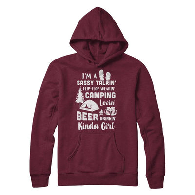 Sassy Talking Flip-Flop Camping Beer Kinda Girl-T-Shirt & Hoodie-Pullover Hoodie-Maroon