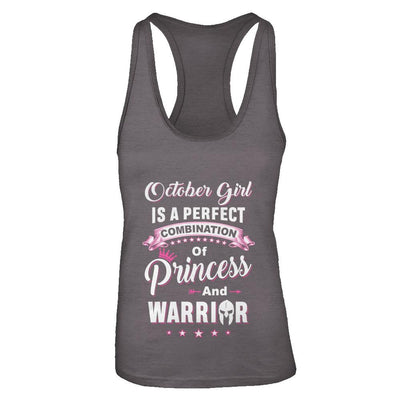 October Girl Is Perfect Princess Warrior Birthday Gift-T-Shirt & Tank Top-Women's Ideal Racerback Tank-Dark Grey