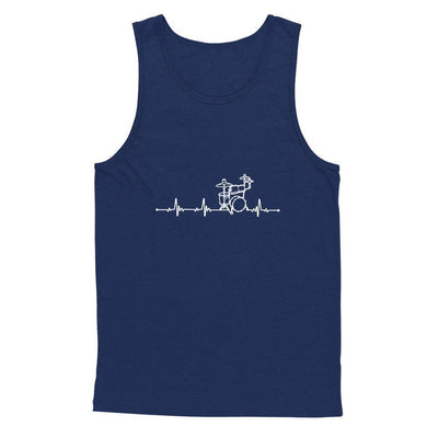 Drums Heartbeat Drummers Music Lover Musician Rock-T-Shirt & Hoodie-Unisex Tank-Navy