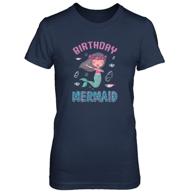 Birthday Mermaid Party Dabbing-T-Shirt & Tank Top-Women's T-Shirt-Navy