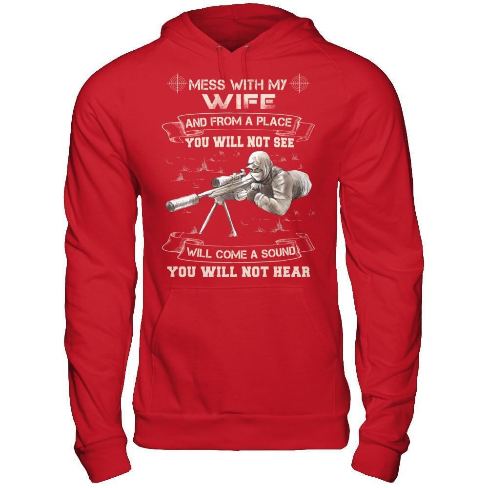 Mess With My Wife And From A Place You Will Not See-T-Shirt & Hoodie-Pullover Hoodie-Red