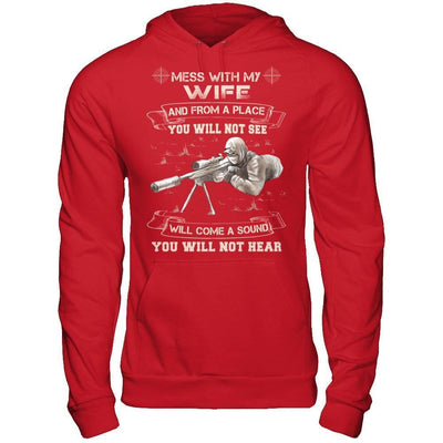 Mess With My Wife And From A Place You Will Not See-T-Shirt & Hoodie-Pullover Hoodie-Red
