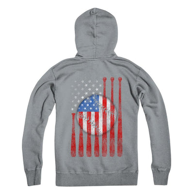 American Flag Vintage Baseball-T-Shirt & Hoodie-Hanes - Heavyweight Pullover Hoodie-Light Steel