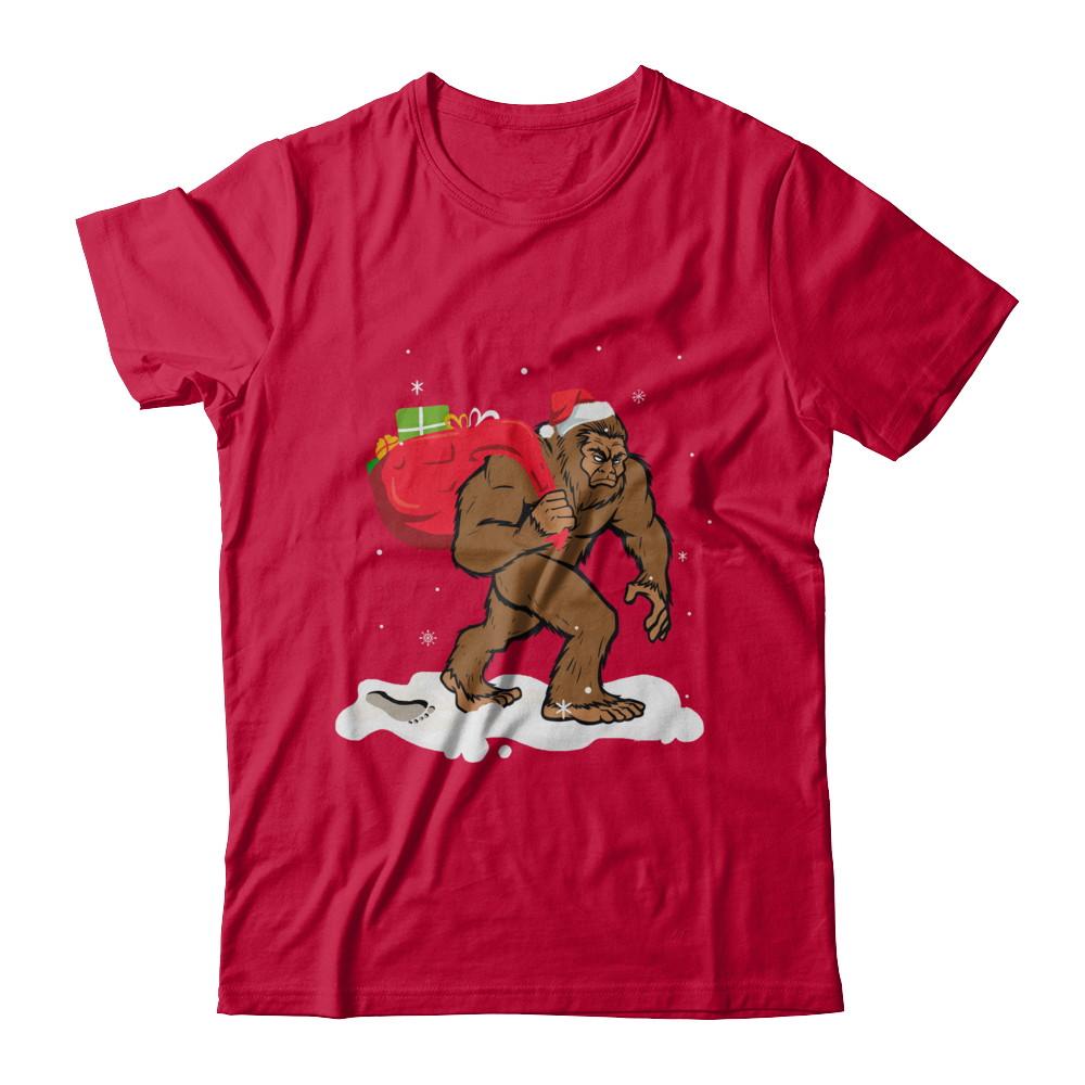 Bigfoot Santa Christmas Boys Men Sasquatch Xmas Gift-T-Shirt & Sweatshirt-Classic T-Shirt-Red