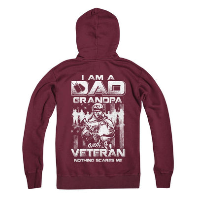 I Am A Dad Grandpa And A Veteran Nothing Scare Me-T-Shirt & Hoodie-Pullover Hoodie-Maroon