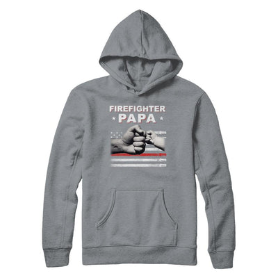 Firefighter Fireman Papa American Flag Fathers Day-T-Shirt & Hoodie-Pullover Hoodie-Light Steel