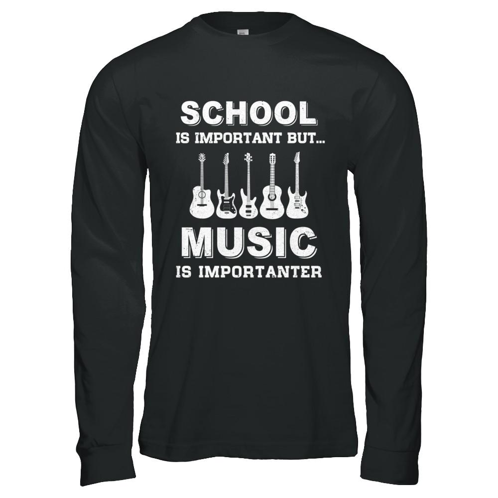 School Important Bass Guitar Player Is Importanter Gift-T-Shirt & Hoodie-Long Sleeve T-Shirt-Black