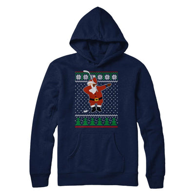 Dabbing Santa Hockey Ugly Sweater Christmas-T-Shirt & Sweatshirt-Pullover Hoodie-Navy