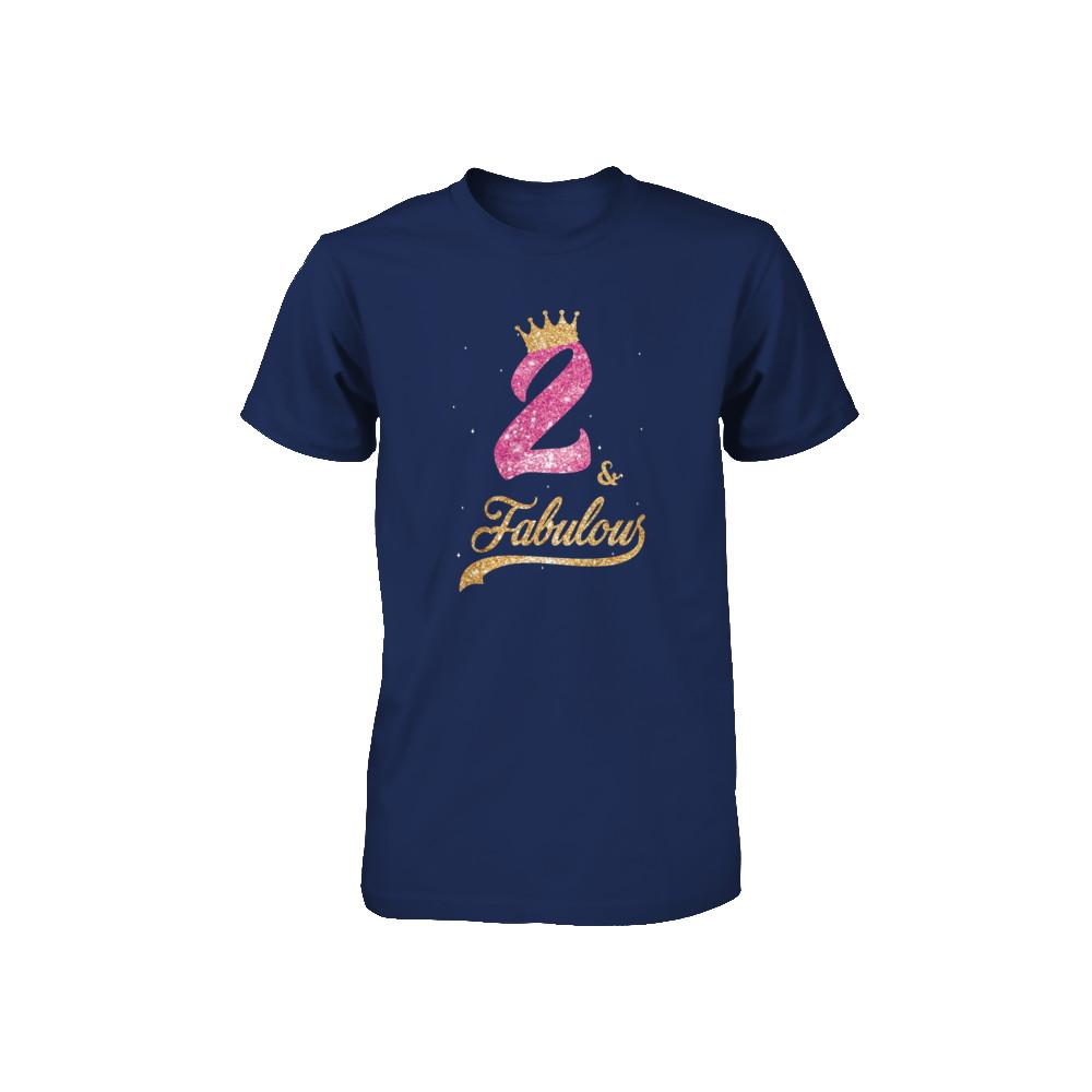 2Th And Fabulous Two Birthday Youth-Youth Shirt-Youth T-Shirt-Navy