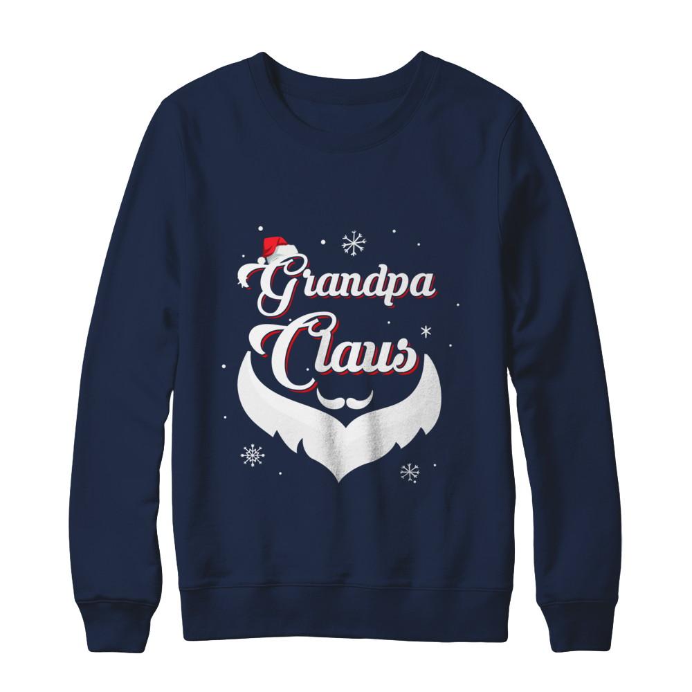 Santa Beard Matching Christmas Pajamas Grandpa Claus-T-Shirt & Sweatshirt-Crewneck Sweatshirt-Navy