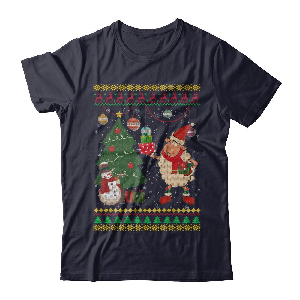 Funny Sheep Lamb Christmas Cute Family Ugly Sweater-T-Shirt & Sweatshirt-Premium T-Shirt-Midnight Navy