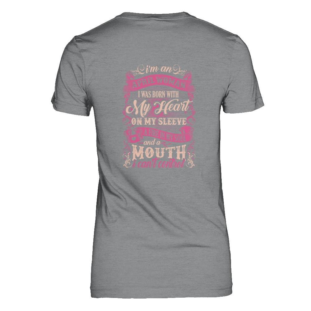 I Am An April Woman I Was Born With My Heart On My Sleeve-T-Shirt & Tank Top-Women's T-Shirt-Sport Grey
