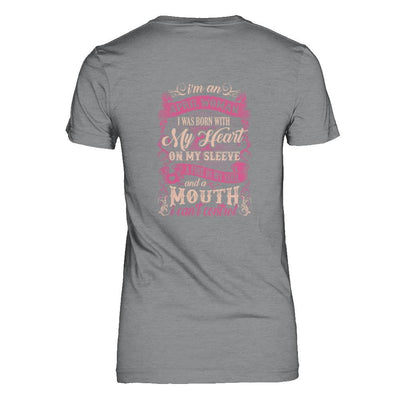 I Am An April Woman I Was Born With My Heart On My Sleeve-T-Shirt & Tank Top-Women's T-Shirt-Sport Grey