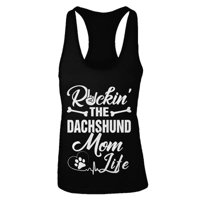 Rockin The Dachshund Mom Life-T-Shirt & Tank Top-Women's Ideal Racerback Tank-Black