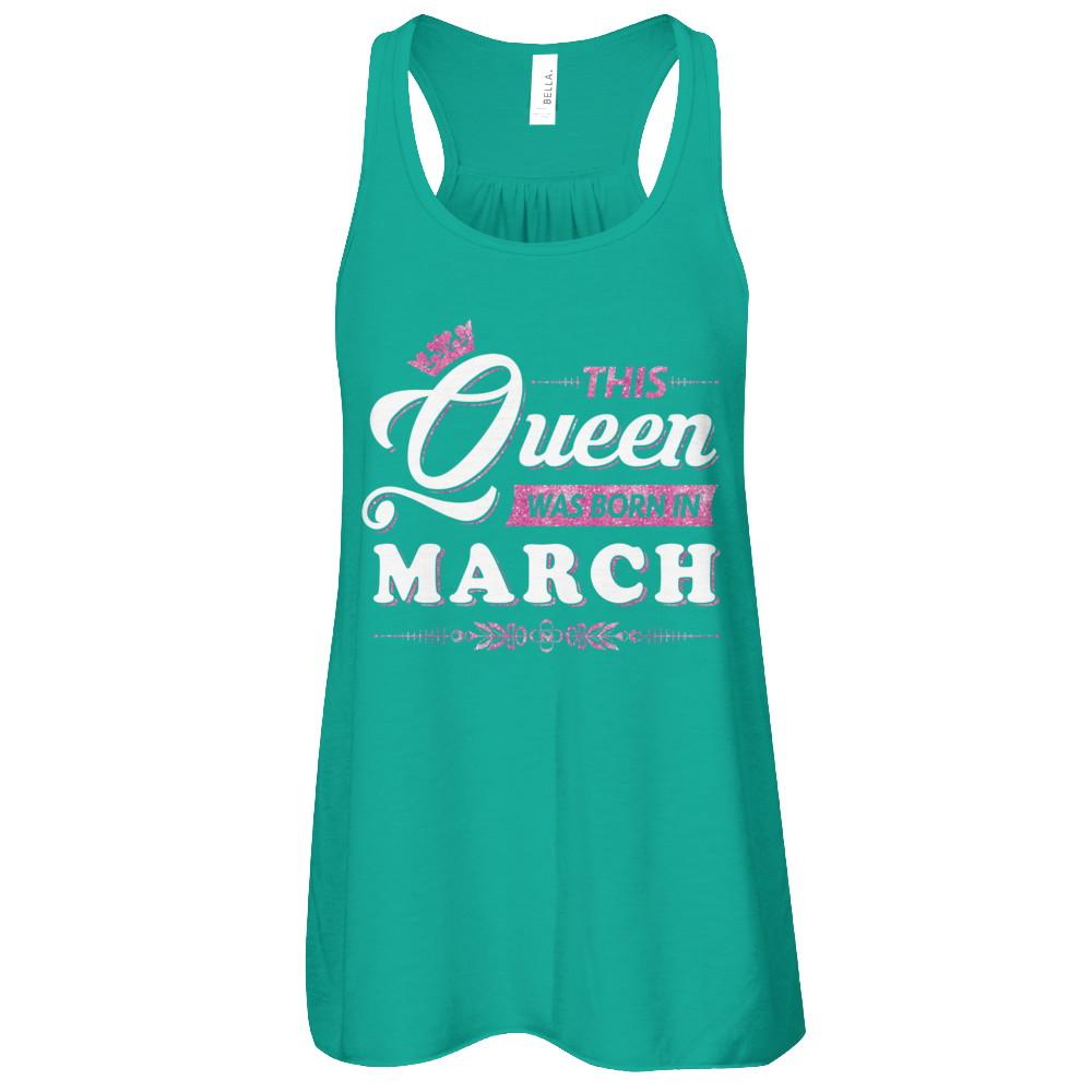 This Queen Was Born In March-T-Shirt & Tank Top-Women's Flowy Racerback Tank-Kelly