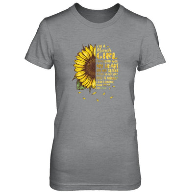 I Am A March Girl Birthday Gifts Sunflower-T-Shirt & Tank Top-Women's T-Shirt-Sport Grey